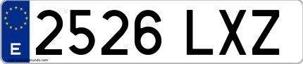 Ejemplo de matrícula española 2526 LXZ
