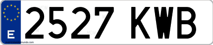 Ejemplo de matrícula de coche ordinaria 2527 KWB
