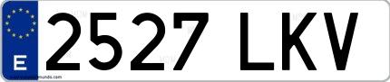 Ejemplo de matrícula española 2527 LKV