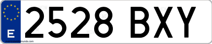 Ejemplo de matrícula de coche ordinaria 2528 BXY