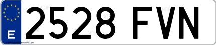 Ejemplo de matrícula española 2528 FVN