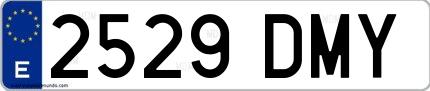 Ejemplo de matrícula española 2529 DMY