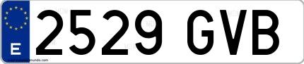 Ejemplo de matrícula española 2529 GVB