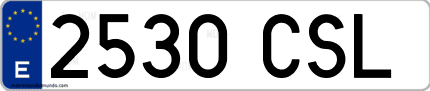 Ejemplo de matrícula de coche ordinaria 2530 CSL