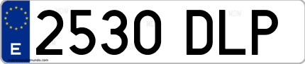 Ejemplo de matrícula de coche ordinaria 2530 DLP