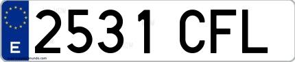 Ejemplo de matrícula española 2531 CFL