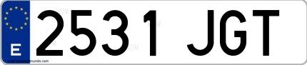 Ejemplo de matrícula española 2531 JGT