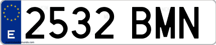 Ejemplo de matrícula de coche ordinaria 2532 BMN