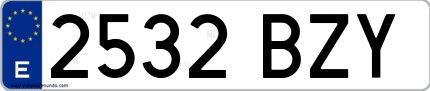 Ejemplo de matrícula española 2532 BZY