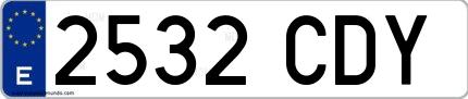 Ejemplo de matrícula española 2532 CDY