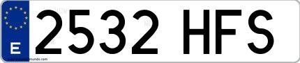 Ejemplo de matrícula española 2532 HFS