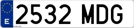 Ejemplo de matrícula española 2532 MDG