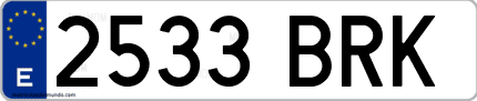 Ejemplo de matrícula de coche ordinaria 2533 BRK