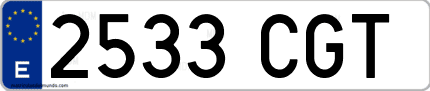 Ejemplo de matrícula de coche ordinaria 2533 CGT