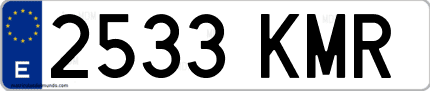 Ejemplo de matrícula de coche ordinaria 2533 KMR