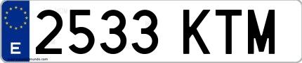 Ejemplo de matrícula española 2533 KTM