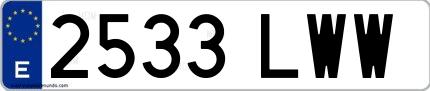 Ejemplo de matrícula española 2533 LWW