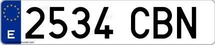 Ejemplo de matrícula española 2534 CBN