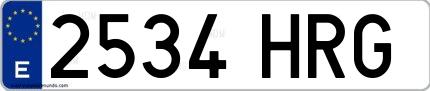 Ejemplo de matrícula española 2534 HRG