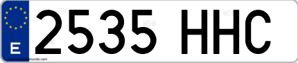 Ejemplo de matrícula de coche ordinaria 2535 HHC