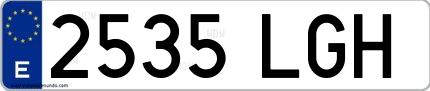 Ejemplo de matrícula española 2535 LGH