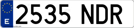 Ejemplo de matrícula de coche ordinaria 2535 NDR