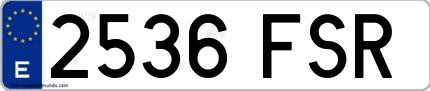 Ejemplo de matrícula española 2536 FSR