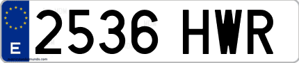 Ejemplo de matrícula de coche ordinaria 2536 HWR