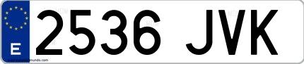 Ejemplo de matrícula española 2536 JVK