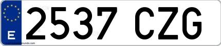 Ejemplo de matrícula española 2537 CZG