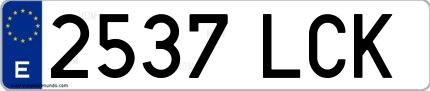 Ejemplo de matrícula española 2537 LCK