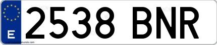 Ejemplo de matrícula española 2538 BNR