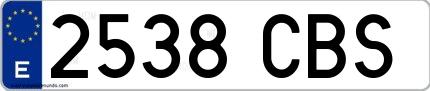 Ejemplo de matrícula española 2538 CBS
