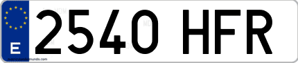 Ejemplo de matrícula de coche ordinaria 2540 HFR