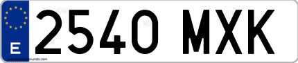 Ejemplo de matrícula de coche ordinaria 2540 MXK