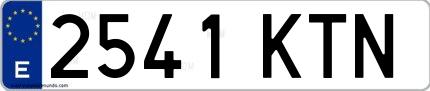 Ejemplo de matrícula española 2541 KTN