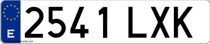 Ejemplo de matrícula española 2541 LXK