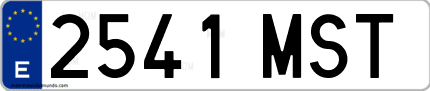 Ejemplo de matrícula de coche ordinaria 2541 MST