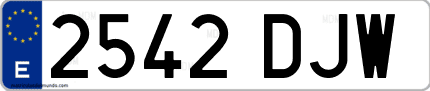 Ejemplo de matrícula de coche ordinaria 2542 DJW