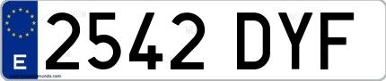 Ejemplo de matrícula española 2542 DYF