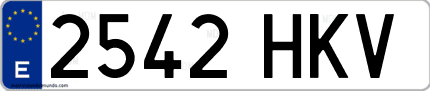Ejemplo de matrícula de coche ordinaria 2542 HKV