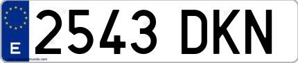 Ejemplo de matrícula española 2543 DKN