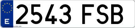 Ejemplo de matrícula de coche ordinaria 2543 FSB