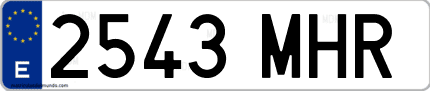 Ejemplo de matrícula de coche ordinaria 2543 MHR