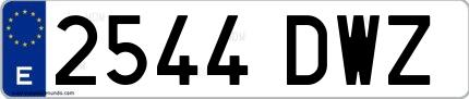 Ejemplo de matrícula española 2544 DWZ