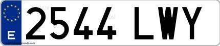 Ejemplo de matrícula española 2544 LWY