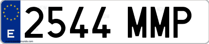 Ejemplo de matrícula de coche ordinaria 2544 MMP