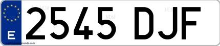 Ejemplo de matrícula española 2545 DJF