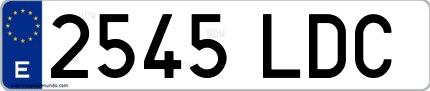 Ejemplo de matrícula española 2545 LDC