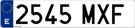 Ejemplo de matrícula española 2545 MXF